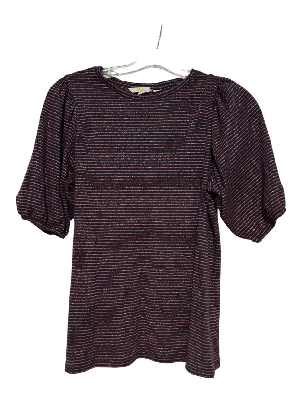Boden Metallic Stripe Puff Sleeve Top | Size 8 | EUC